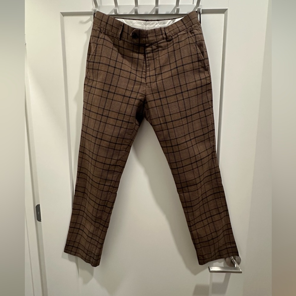 Italian Wool Sutton Trouser  Brown Navy Check (Todd Snyder) - Worn once **